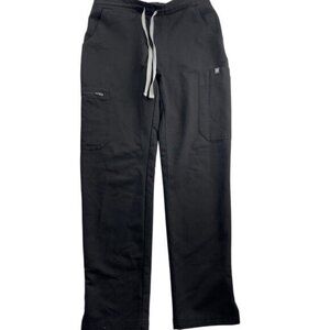 Figs Technical Collection Black Tie Front Scrub Pants XS